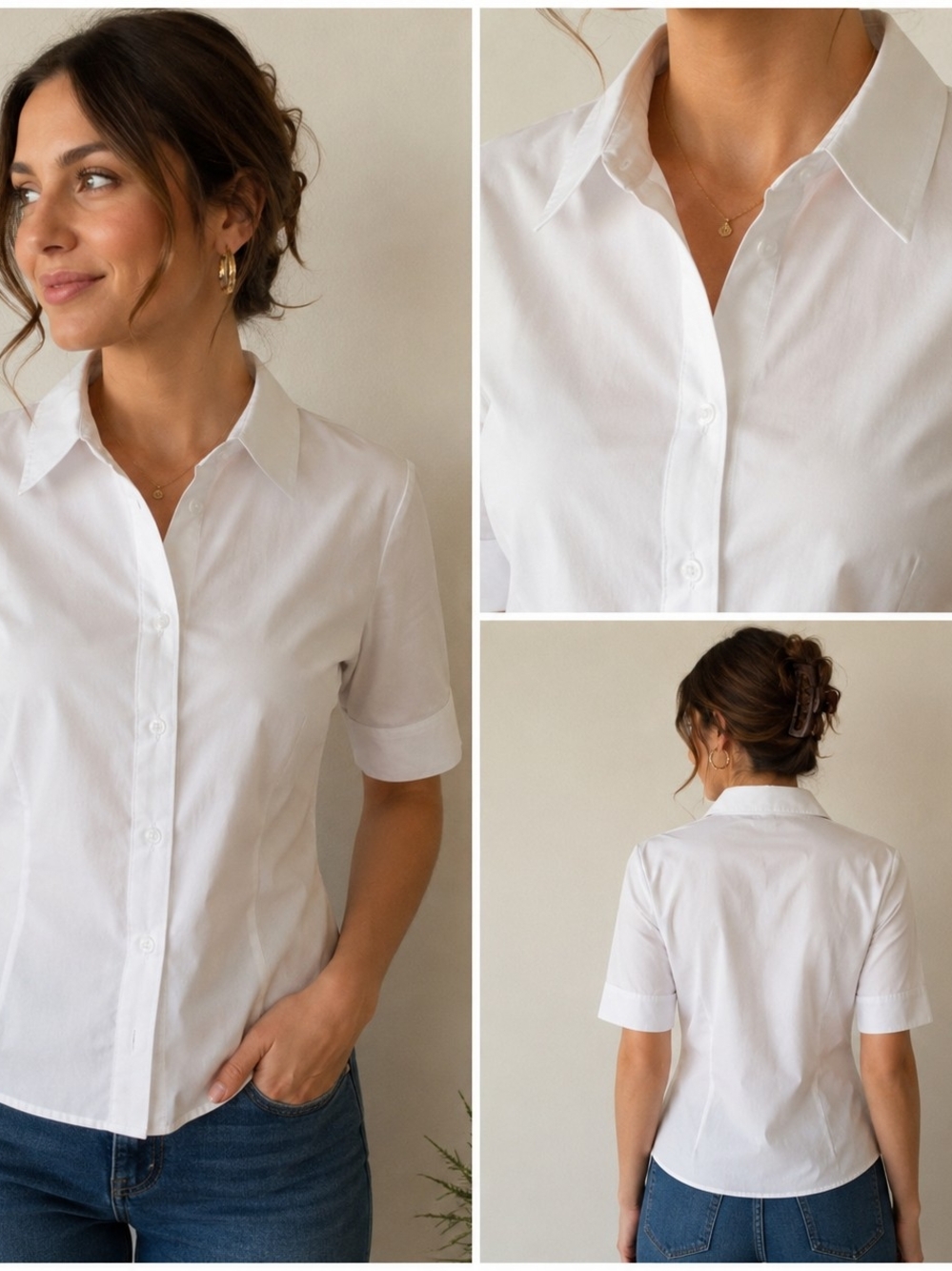 GENERRA White Short-Sleeve Button-Down Shirt
